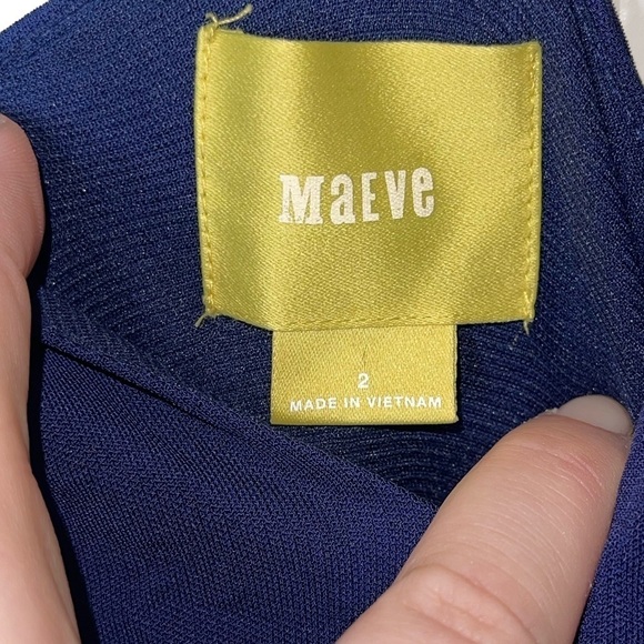 MAEVE x Anthropologie Navy Blue Halter Neck Cross Back Braided Maxi Dress Size 2 - Picture 5 of 7